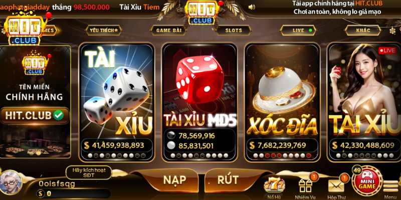 Tài Xỉu HITCLUB - Sảnh Cược Xanh Chín Và Đẳng Cấp Đa dạng hình thức chơi Tài Xỉu trên cổng game HITCLUB