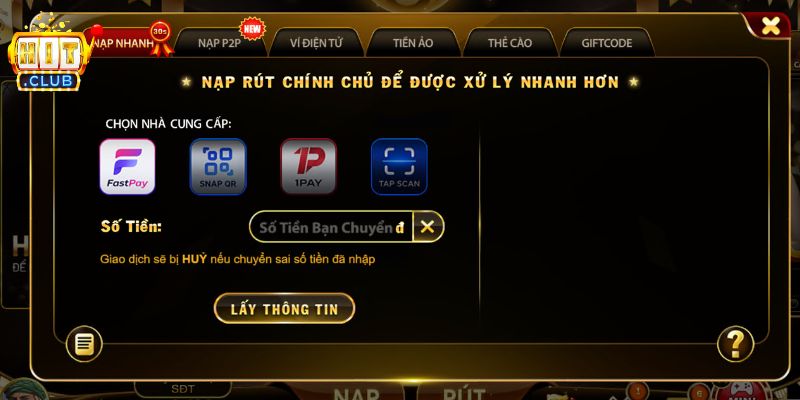 Nạp Tiền HITCLUB Nhanh Chóng Và Dễ Dàng Với Nhiều Cách Hướng dẫn nạp tiền HITCLUB theo từng phương thức